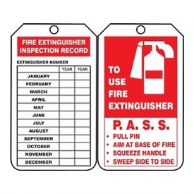 Fire Extinguisher Pre-Inspection Tag : SafetyMax.com - Emergency