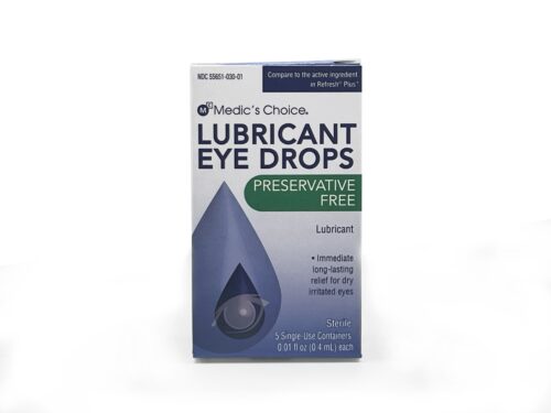 image of box of lubricant eye drops with purple tear and fonts