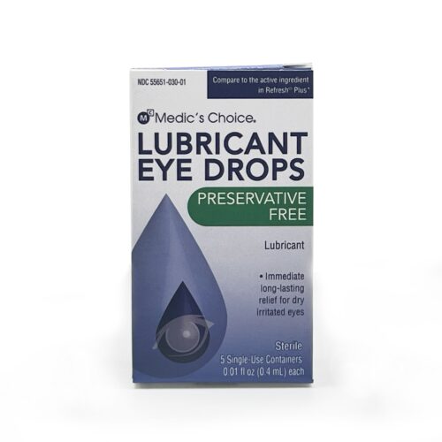 image of box of lubricant eye drops with purple tear and fonts