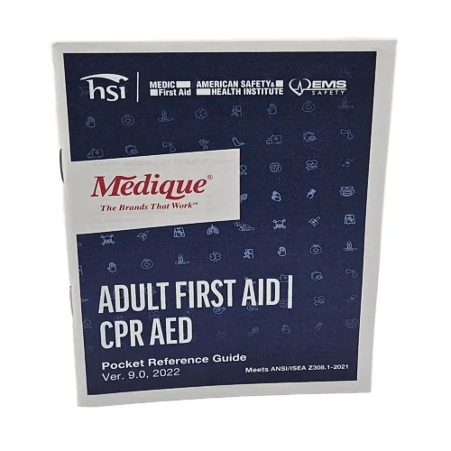 image of blue and white book for adult first aid / cpr aed