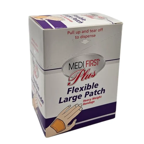 box of medi first plus flexible large patch heavy weight bandages