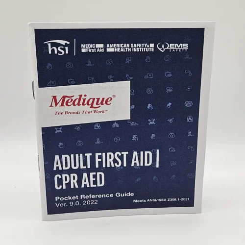 image of blue and white book for adult first aid / cpr aed